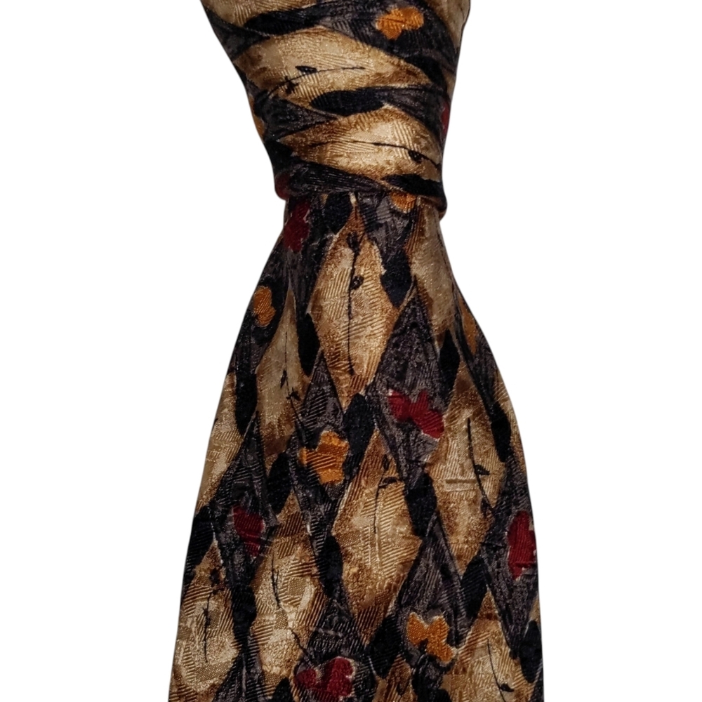 Ermenegildo Zegna Silk Necktie Men's Multicolor Geometric Designer Tie EUC